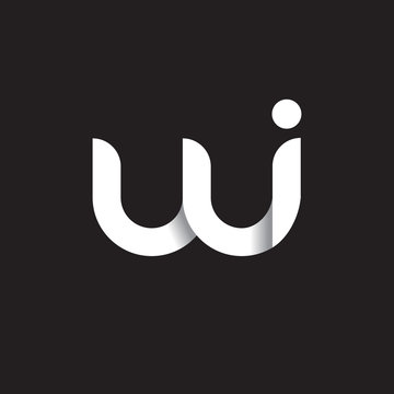 Initial lowercase letter wi, linked circle rounded logo with shadow gradient, white color on black background