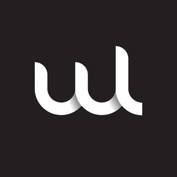 Initial lowercase letter wl, linked circle rounded logo with shadow gradient, white color on black background