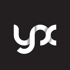 Initial lowercase letter yx, linked circle rounded logo with shadow gradient, white color on black background