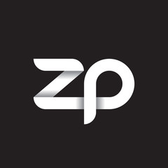 Initial lowercase letter zp, linked circle rounded logo with shadow gradient, white color on black background