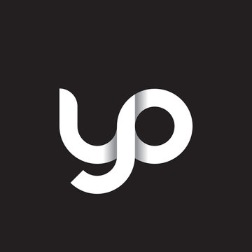 Initial lowercase letter yo, linked circle rounded logo with shadow gradient, white color on black background