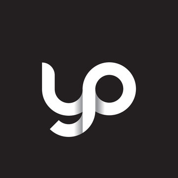 Initial lowercase letter yp, linked circle rounded logo with shadow gradient, white color on black background