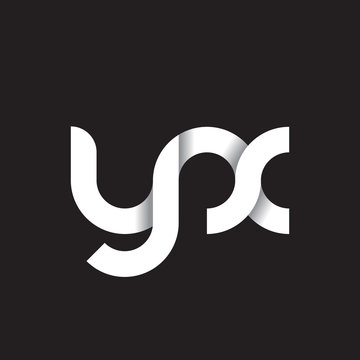 Initial lowercase letter yx, linked circle rounded logo with shadow gradient, white color on black background