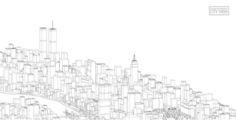Cityscape Sketch, Vector Sketch. Architecture - Illustration