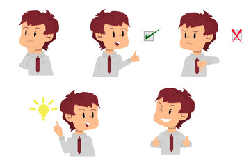 Employee cartoon faces  in different situations to face for problem solving and generation of ideas.