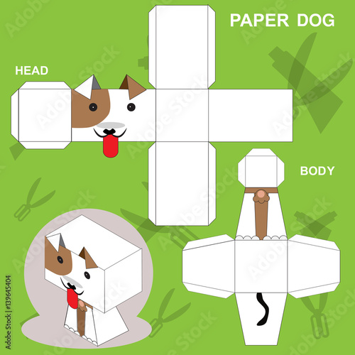 "Dog paper craft template" Stock image and royalty-free vector files on ...