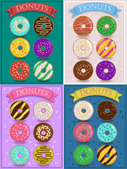 Vintage cards with colorful donuts