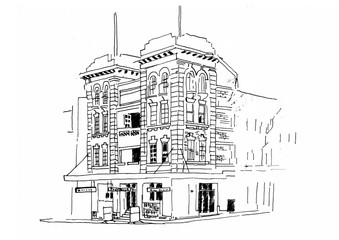 Obraz premium Ink Drawing Of Building