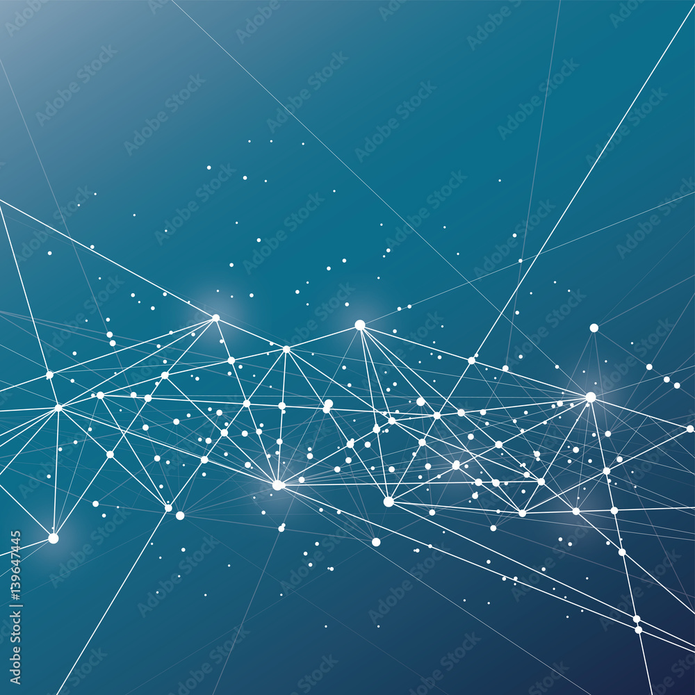 Poster dots and lines connected together. abstract background