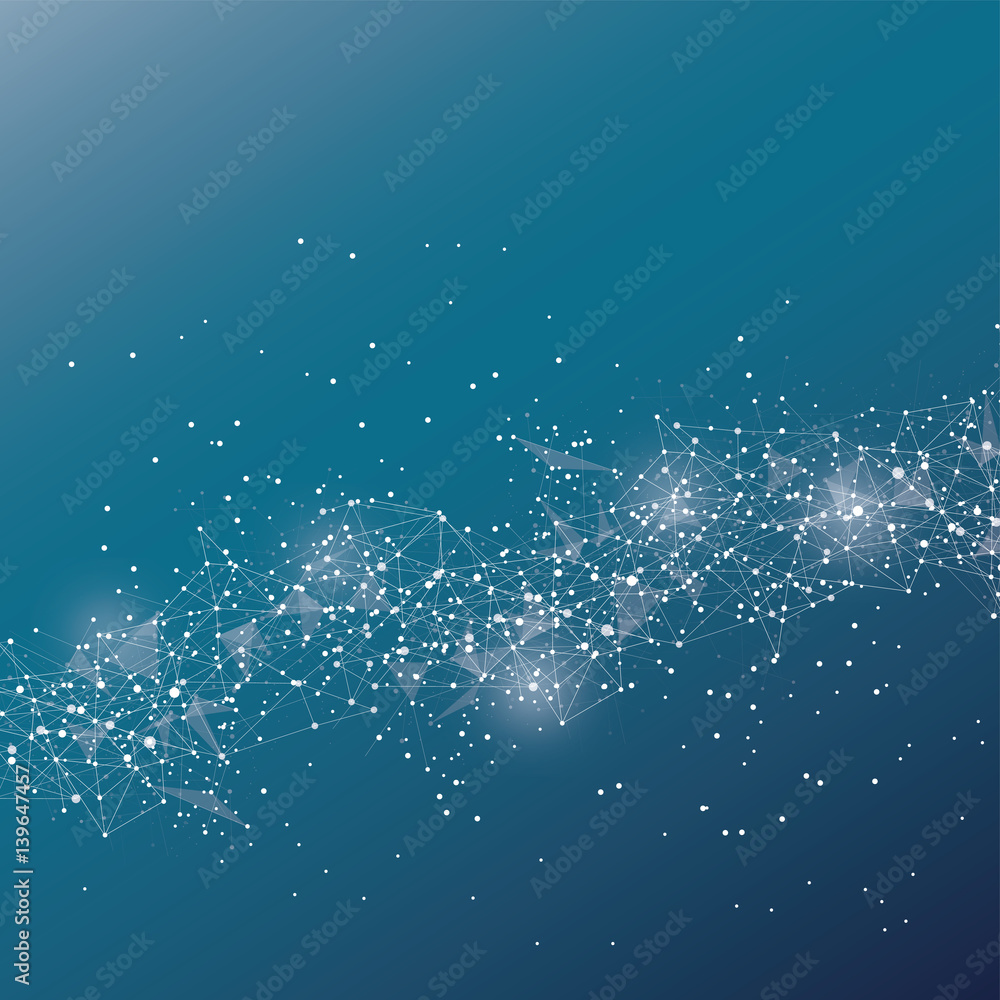 Poster dots and lines connected together. abstract background