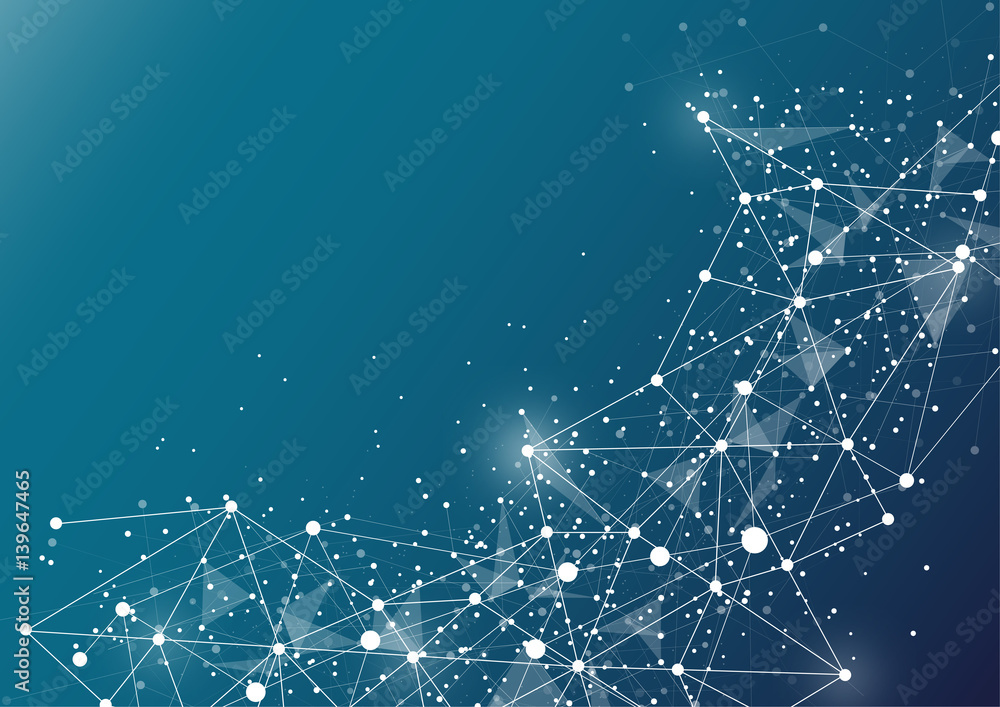 Poster dots and lines connected together. abstract background
