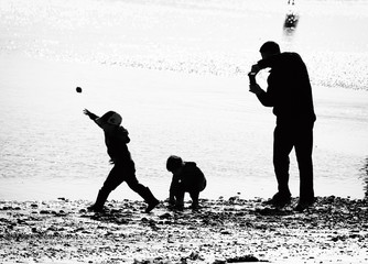 Kids playing silhouette