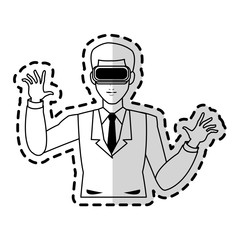 man wearing virtual reality goggles icon image vector illustration design