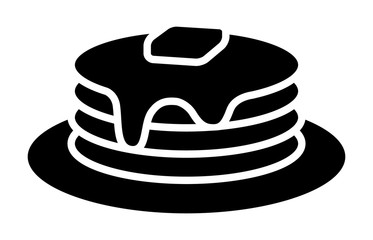 Breakfast pancakes with syrup and butter on a plate flat icon for food apps and websites