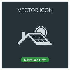 Solar panel roof vector icon