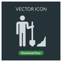 Man with shovel vector icon