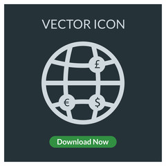 Currency globe vector icon
