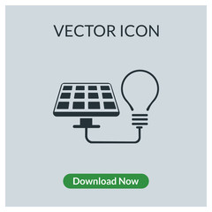 Solar panel with bulb vector icon