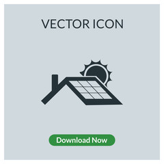 Solar panel roof vector icon