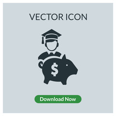 Education fund piggy bank vector icon