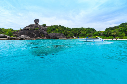 Sailing Rock (Donald Duck Rock) and beautiful tropical sea of Similan island, Phang-nga, Thailand