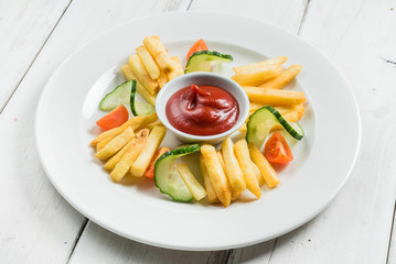 french fries with ketchup