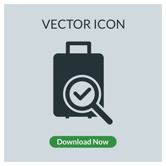 Suitcase lupe check vector icon