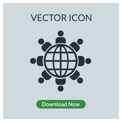People aroun the globe vector icon