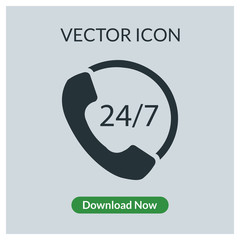 24/7 call center support vector icon