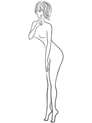 Lady gesticulated with her finger at lips