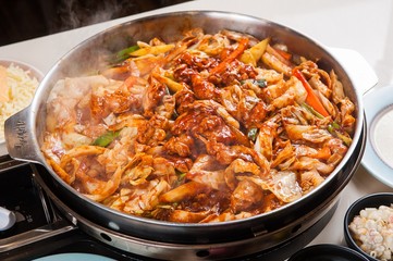 Spicy Stir-fried Chicken with cheese. 