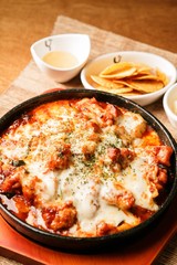 cheese dakgalbi is korean style Chicken with cheese spicy paste