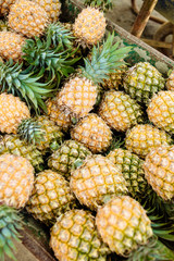 sweet Thai pineapples lie on a counter