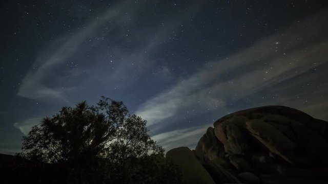Beautiful pan shot timelapse of moon rise at Joshua Tree National Park