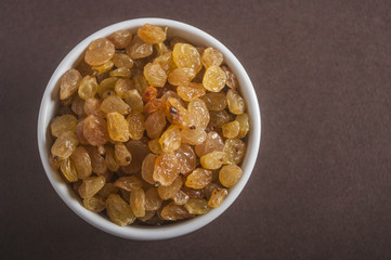 Organic Dried Golden Raisins in a Bowl