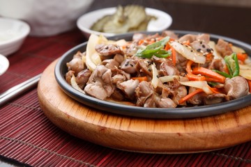 dak ddong jip is Stir-fried Chicken Gizzard
