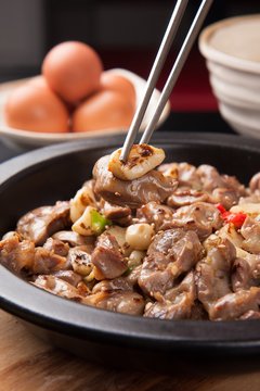 dak ddong jip is Stir-fried Chicken Gizzard