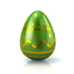 3d illustration of green and golden Easter egg isolated on white background