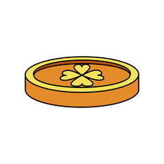 coin with clover st patricks day icon image vector illustration design 