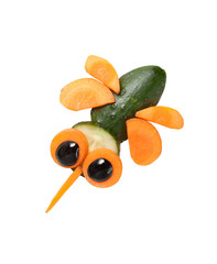 Bee made of carrot and cucumber on white background © serg78
