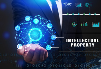 Business, Technology, Internet and network concept. Young businessman working on a virtual screen...