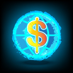 Global finance economy communication icon, vector illustration. Flat design style