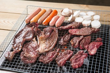 grilled beef with sausage