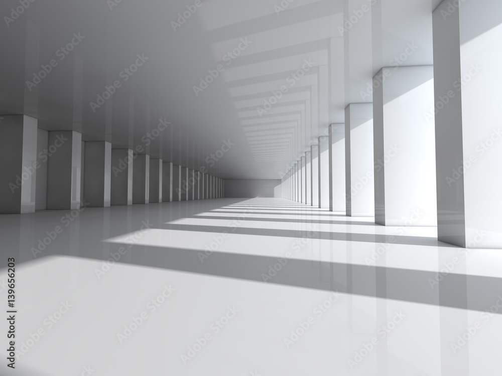 Leinwandbilder abstract modern architecture background, empty white open space interior with columns. 3d rendering