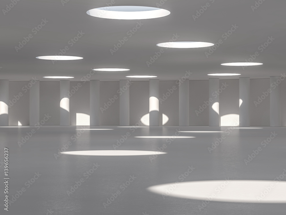 Leinwandbilder abstract modern architecture background, empty white open space interior with columns. 3d rendering