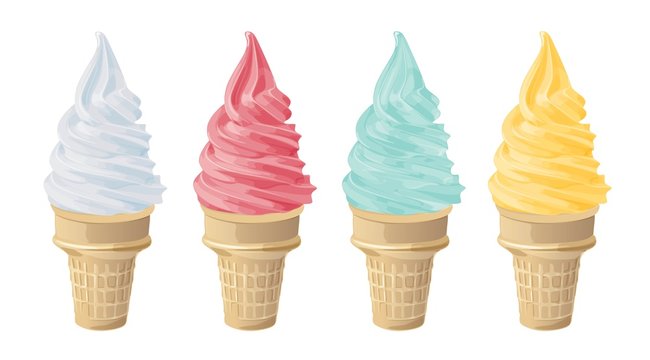 illustration of ice cream four colors horn
