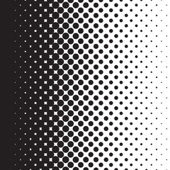 Halftone dots. Black circles on white background.