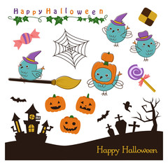 ハロウィン　トリ　イラスト　セット