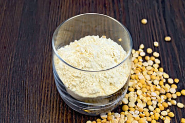 Flour pea in glassful on board