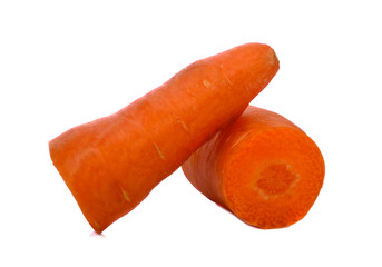 Carrot isolated on white background, sliced in half